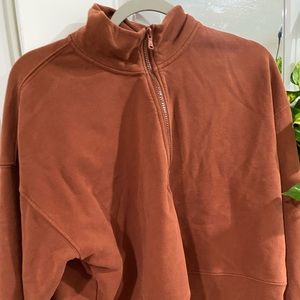 Fabletics cropped crew neck half zip sweater